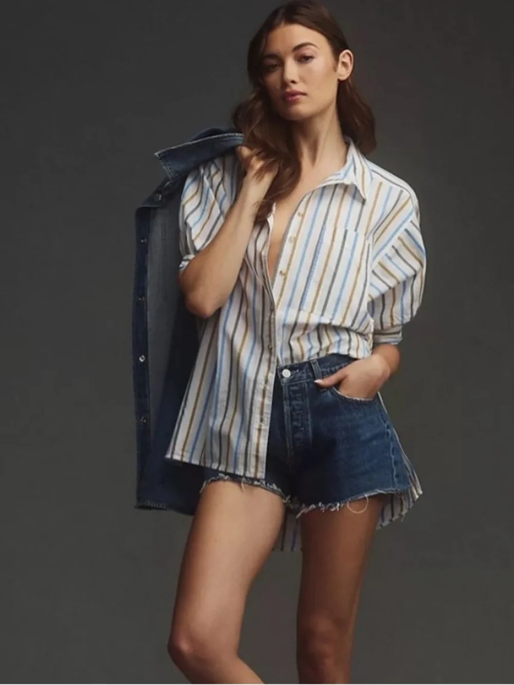 Anthropologie Pilcro Painter Buttondown Shirt Striped XS